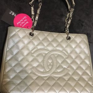 Chanel Caviar Grand Shopping Tote GST Pearl